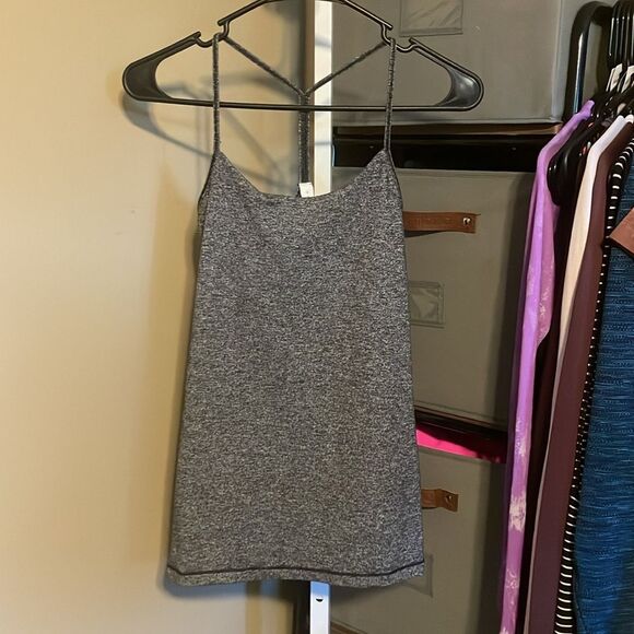 Lululemon Power Pose Tank Sz 6 A B Heathered Black 698 - Picture 1 of 5